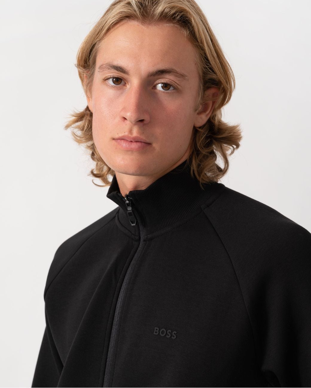 Boss Black Skaz Full Zip Funnel Neck Sweatshirt With Tonal Logo for men