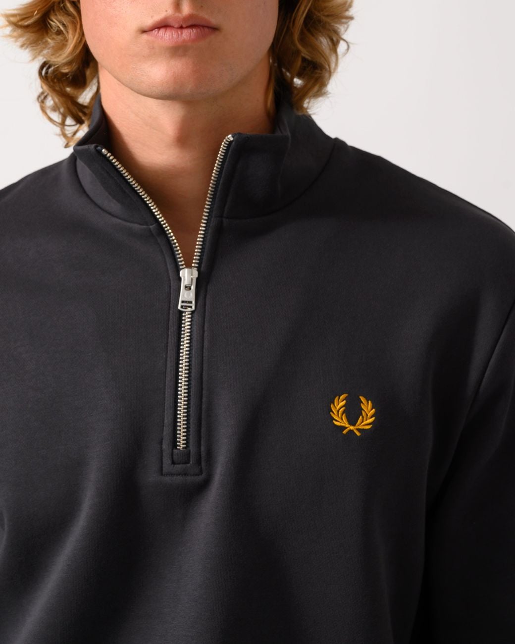 Fred Perry Blue Half Zip Sweatshirt for men