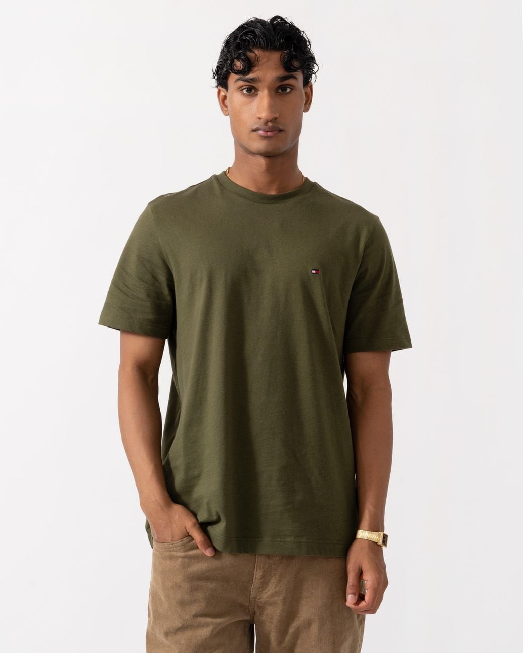 Tommy Hilfiger Green Essential Seasonal Regular Fit Solid T-Shirt for men