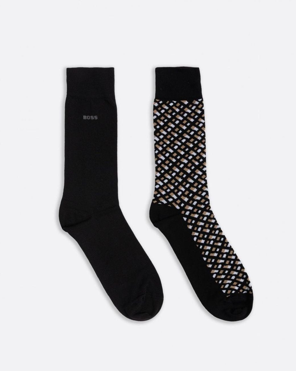Boss Black Monogram 2 Pack Regular Length Cotton Blend Socks for men