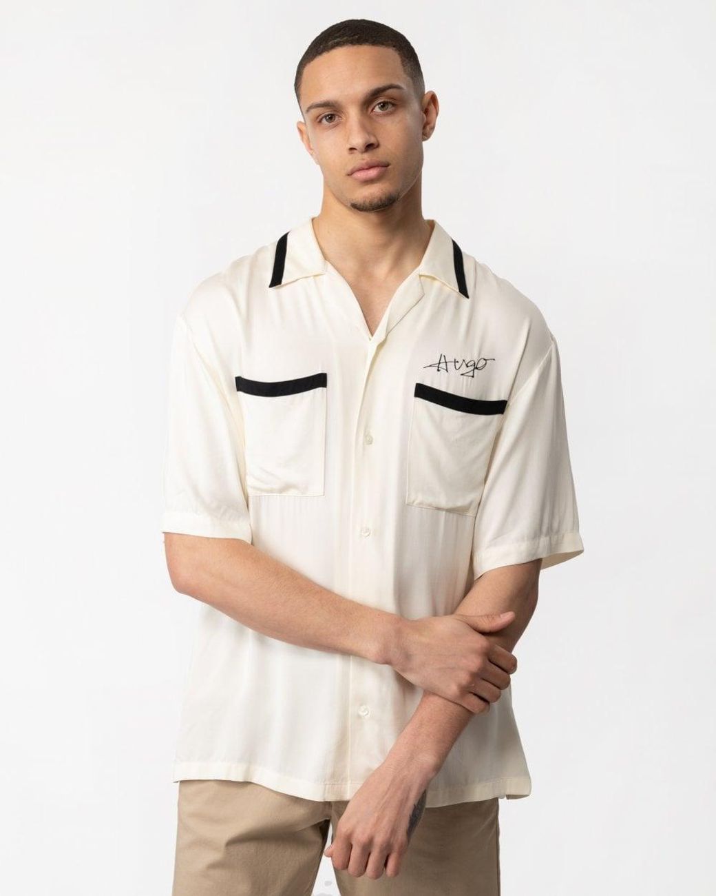 HUGO Efino Short Sleeve Shirt Size: L in Natural for Men | Lyst