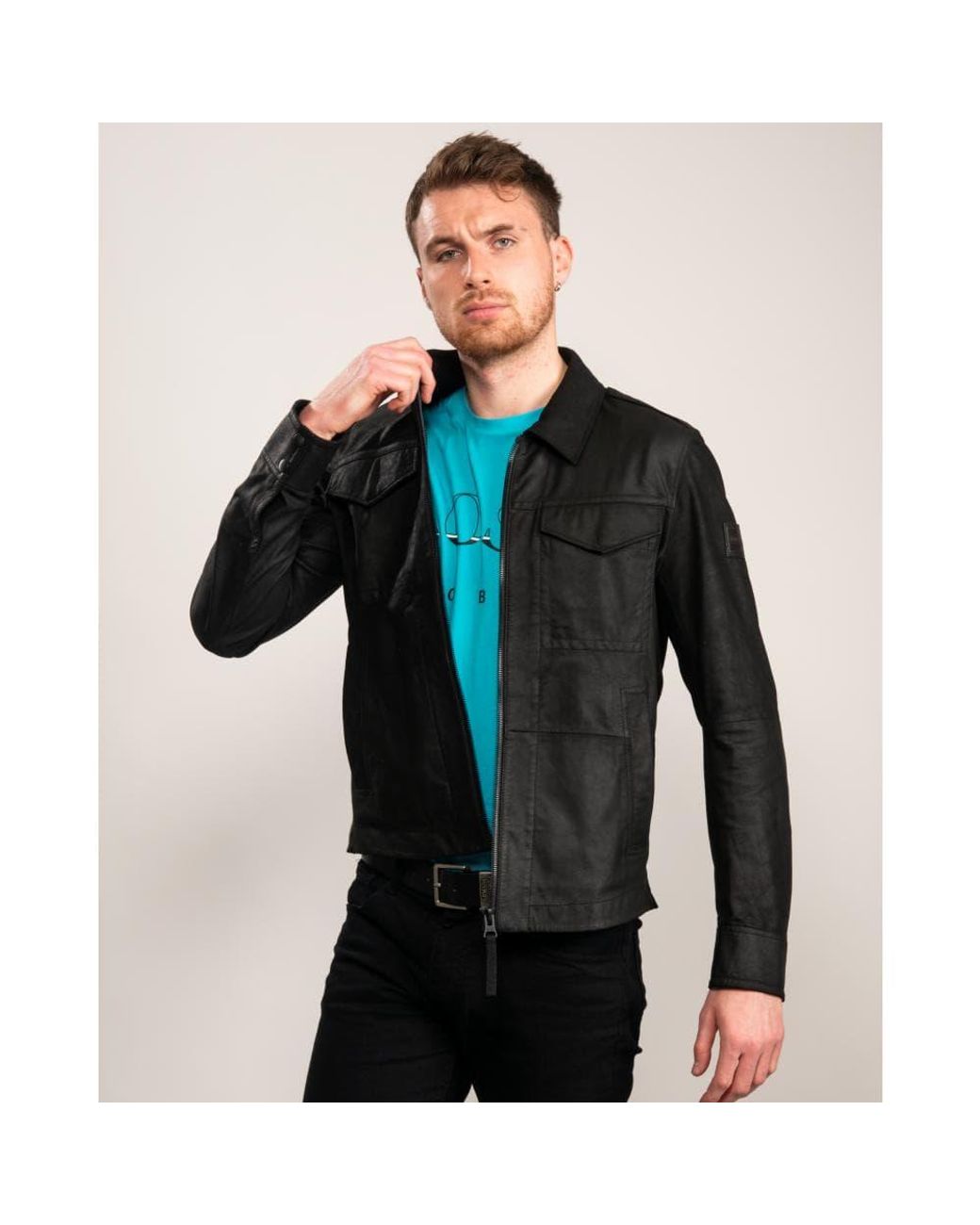 fajance nødvendig Anstændig BOSS by HUGO BOSS Jobean Leather Jacket in Black for Men | Lyst Australia