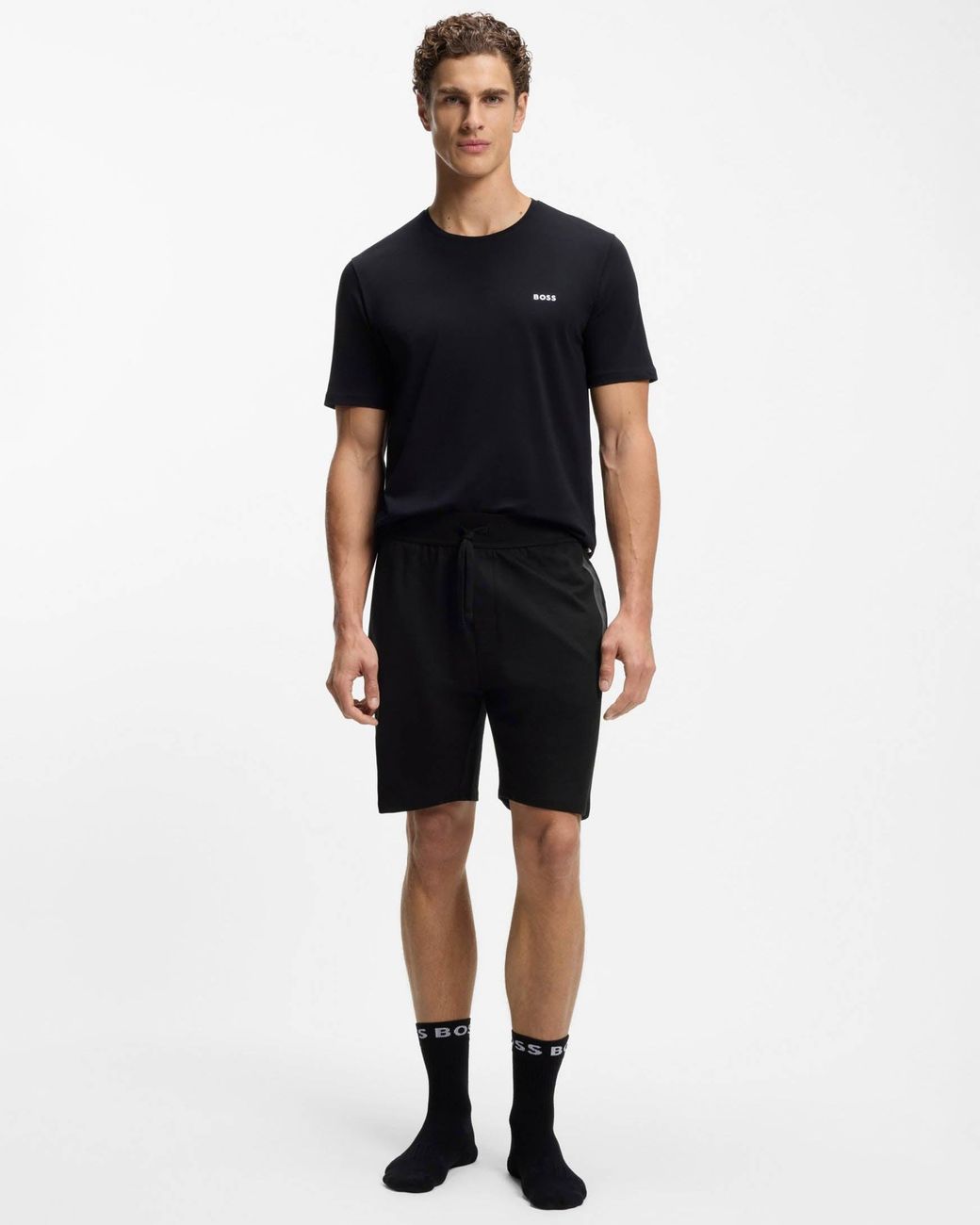 Boss Black Authentic Loungewear Shorts With Stripe And Logo for men