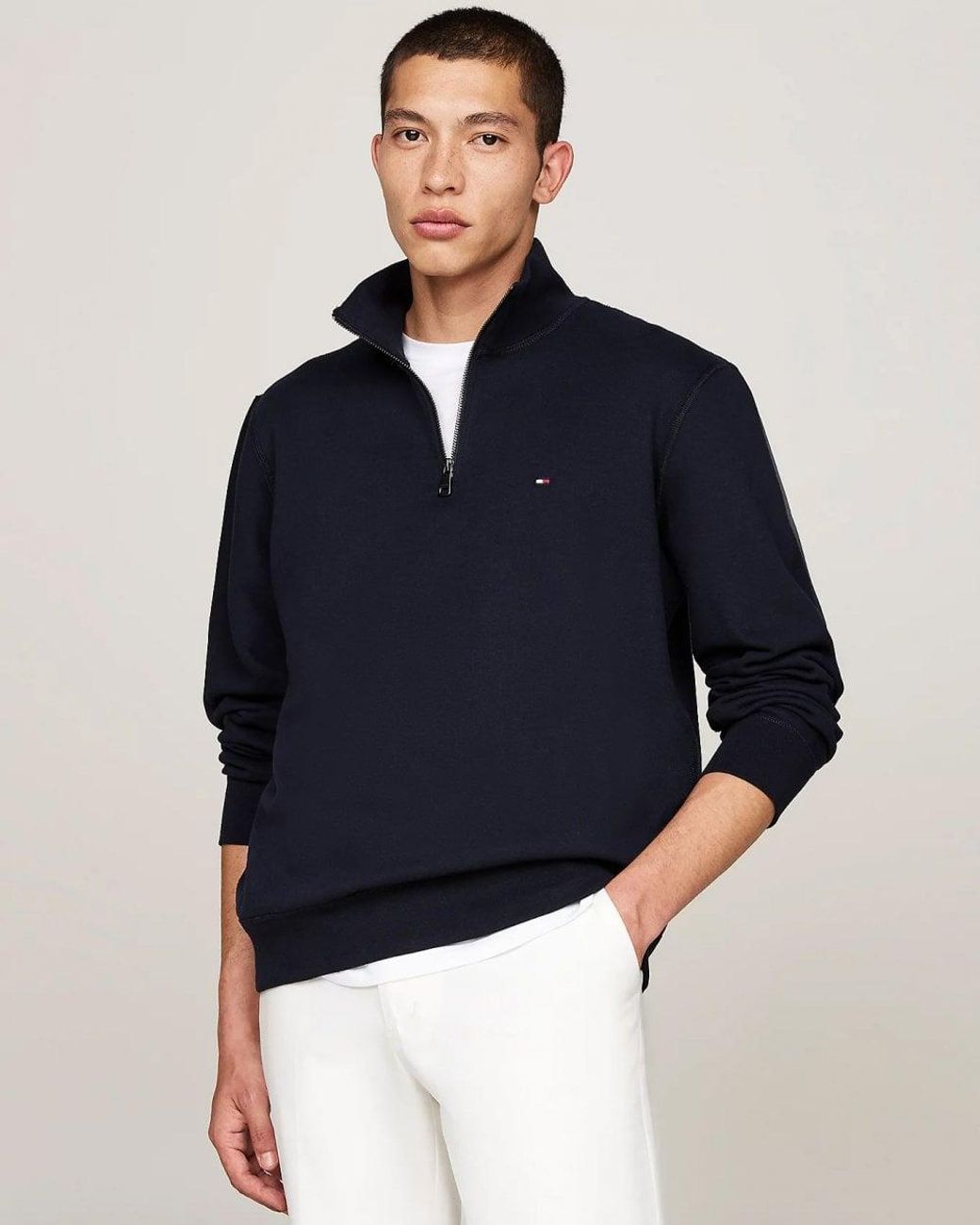 Tommy Hilfiger Blue Essential Fleece Half Zip Sweatshirt for men
