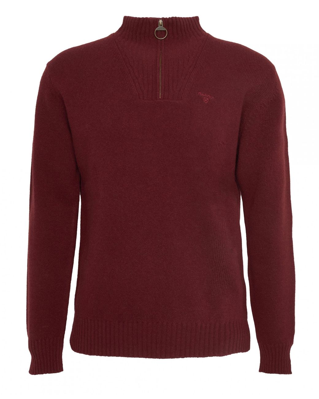 Barbour Red Essential Lambswool Half-Zip Jumper , Size: L for men