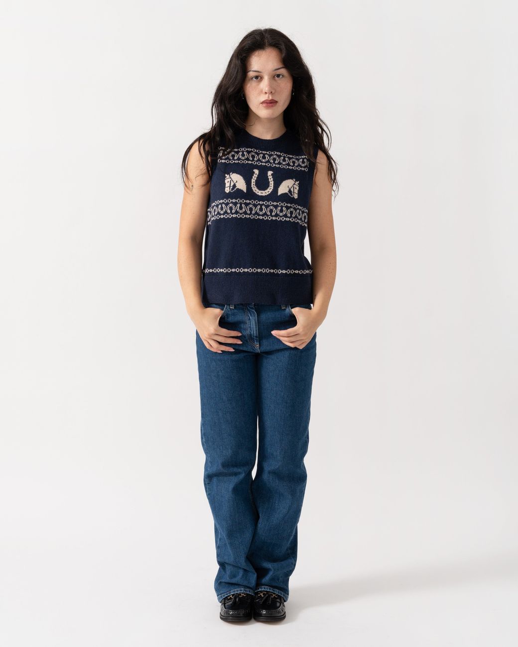 Joules Blue Horse Icon Knit Tank Top