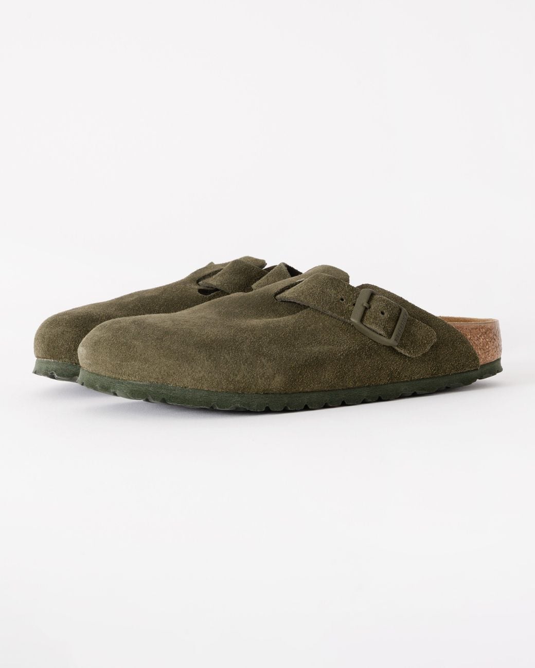 Birkenstock Green Boston Suede Leather Clogs