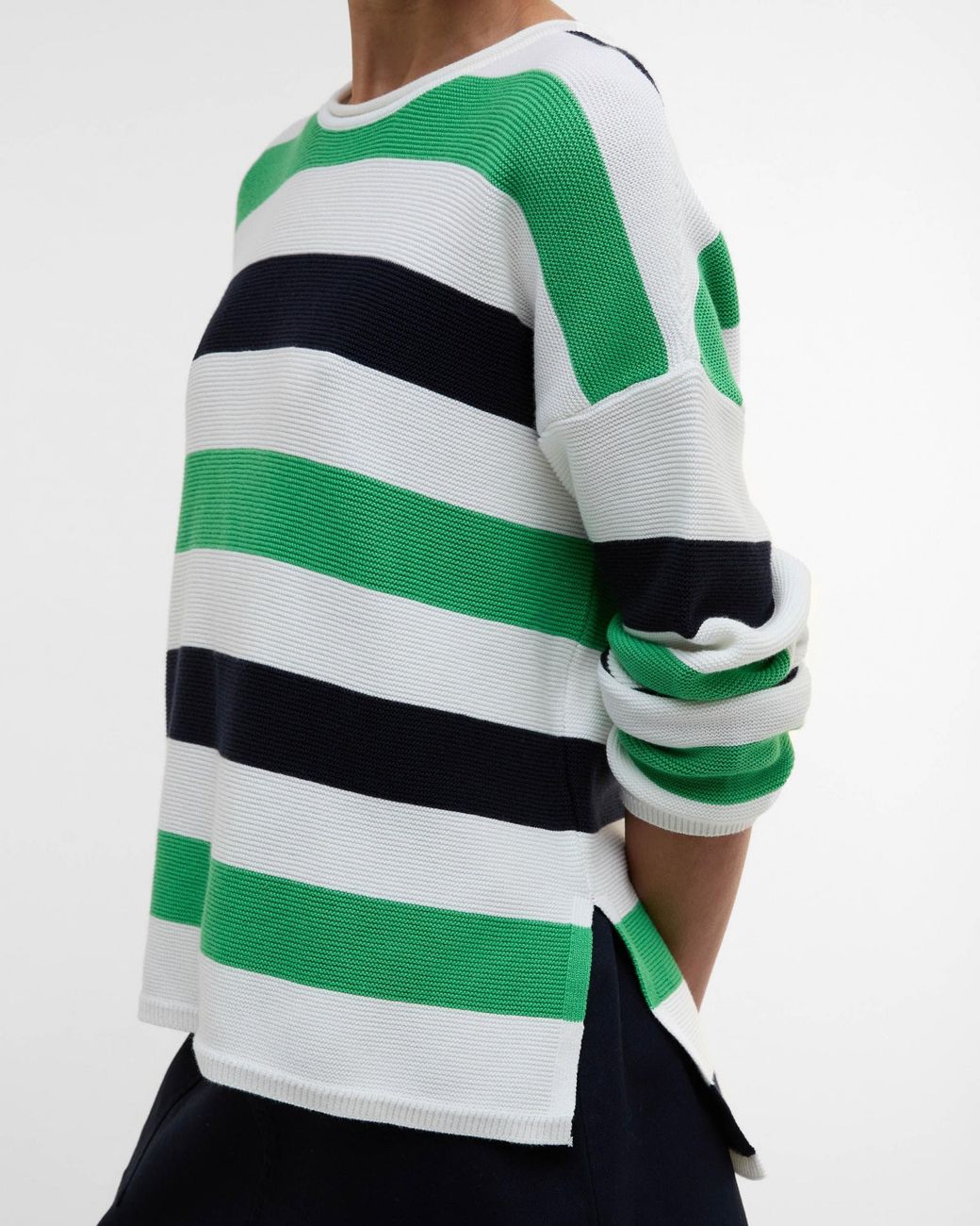 Barbour Green Marine Stripe Knitted Jumper