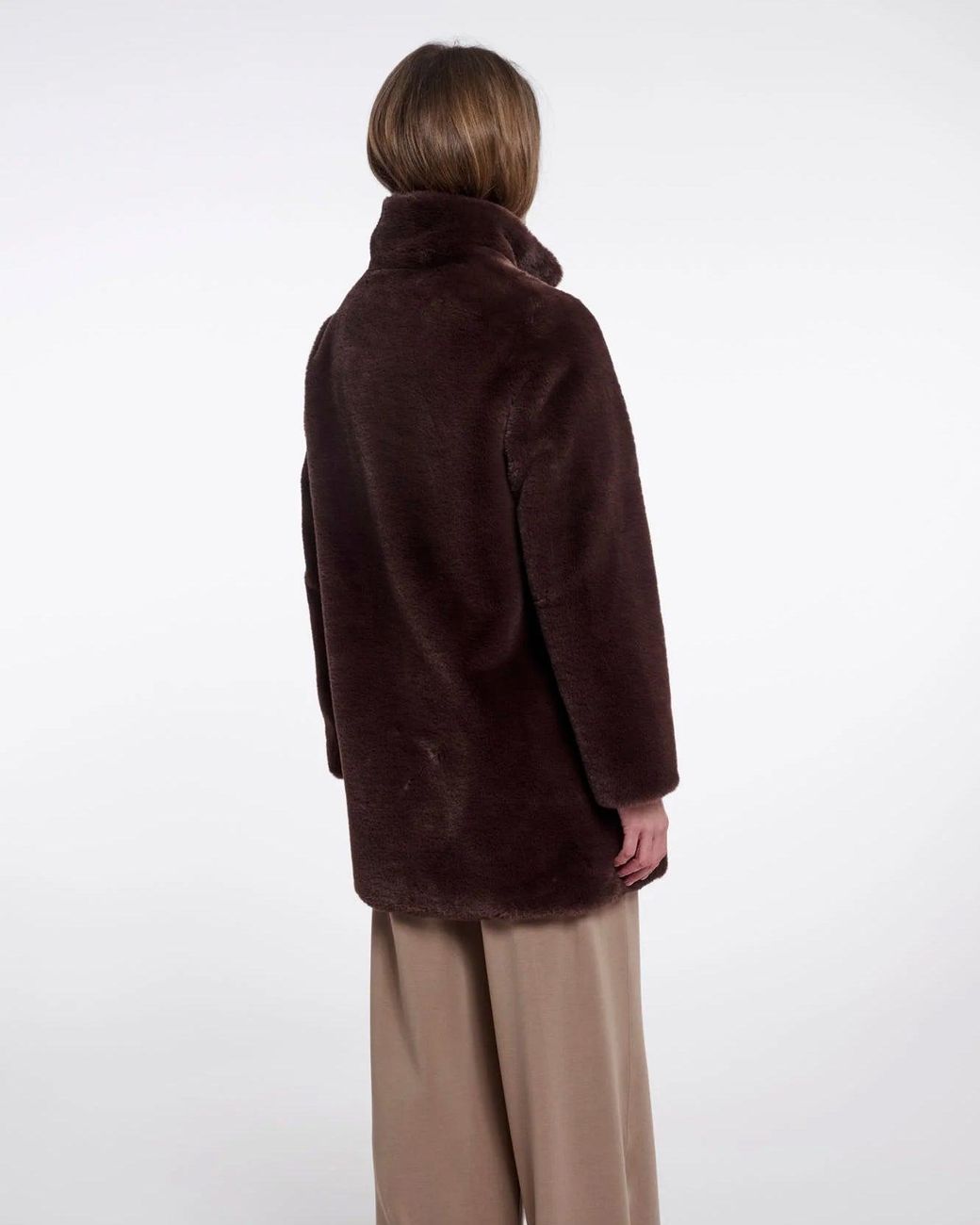 Rino & Pelle Brown Nonna Single Breasted Faux Fur Coat