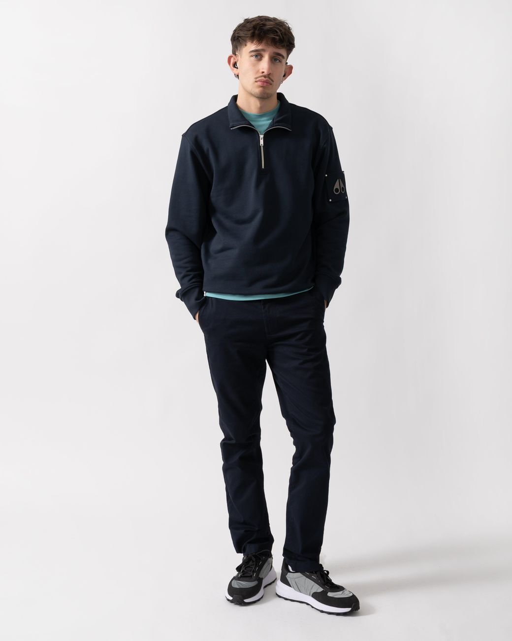 Moose Knuckles Blue Hartsfield 1/4 Zip Sweatshirt for men