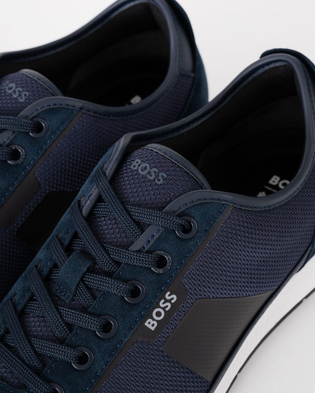 Boss Blue Nitan Mixed Material Trainers With Ridged Outsole for men