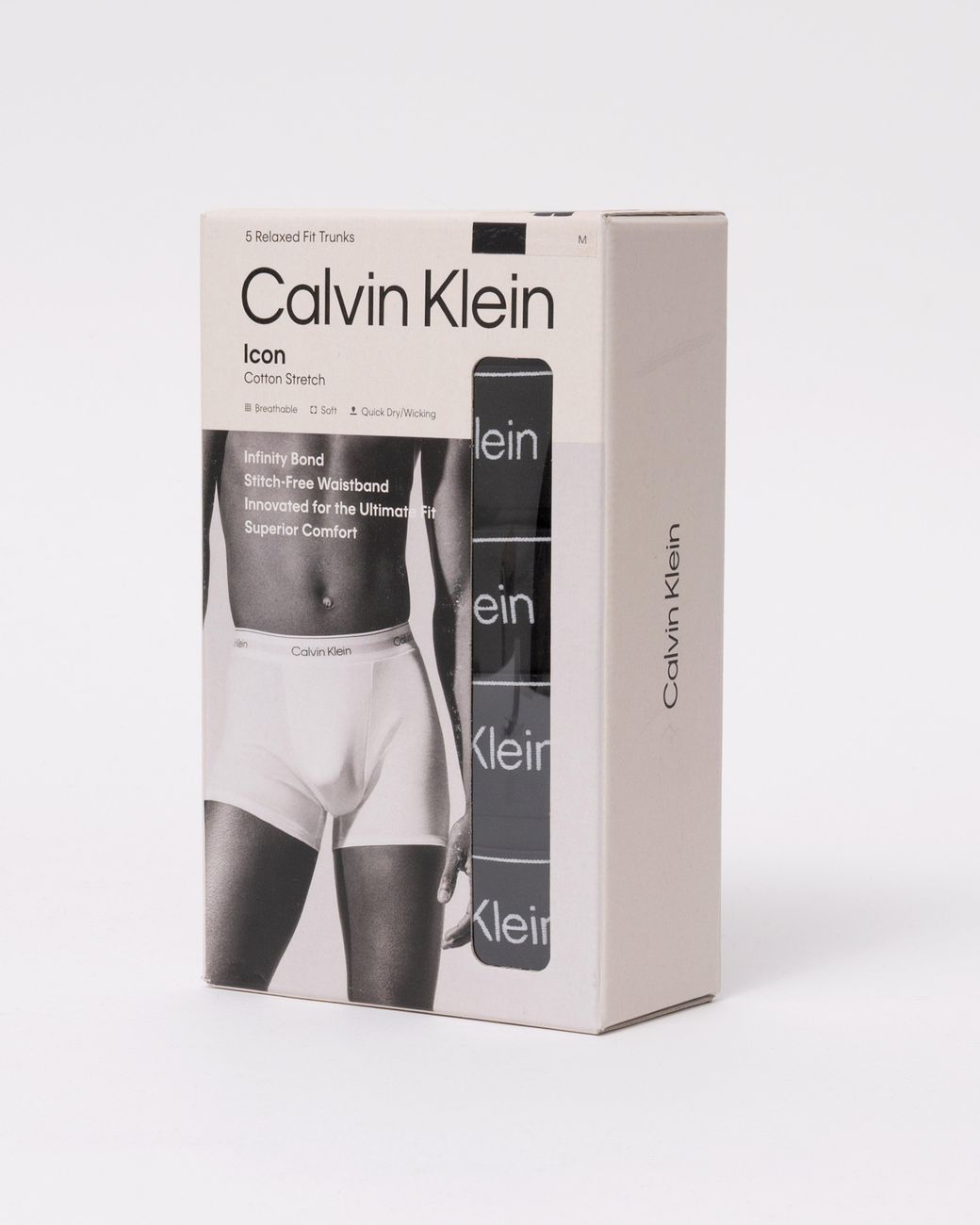 Calvin Klein Black 5 Pack Icon Cotton Stretch Relaxed Fit Trunks for men