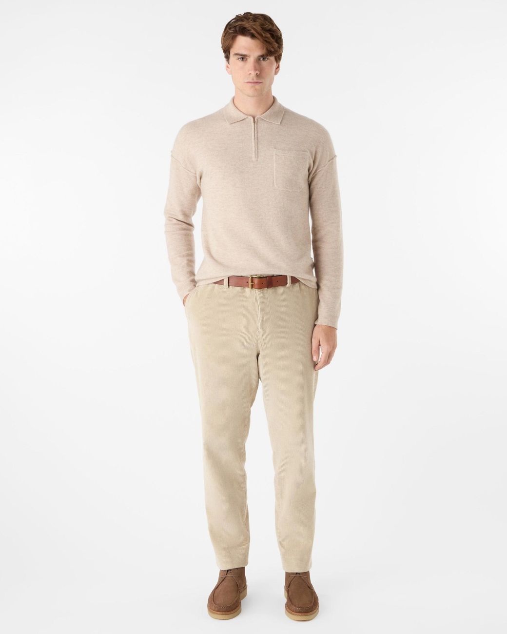 Oliver Sweeney Natural Killala Alpaca Wool Blend Quarter Zip Jumper for men