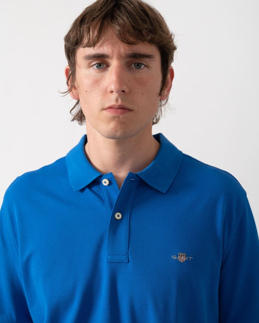 Gant Blue Regular Fit Short Sleeve Shield Logo Pique Polo for men