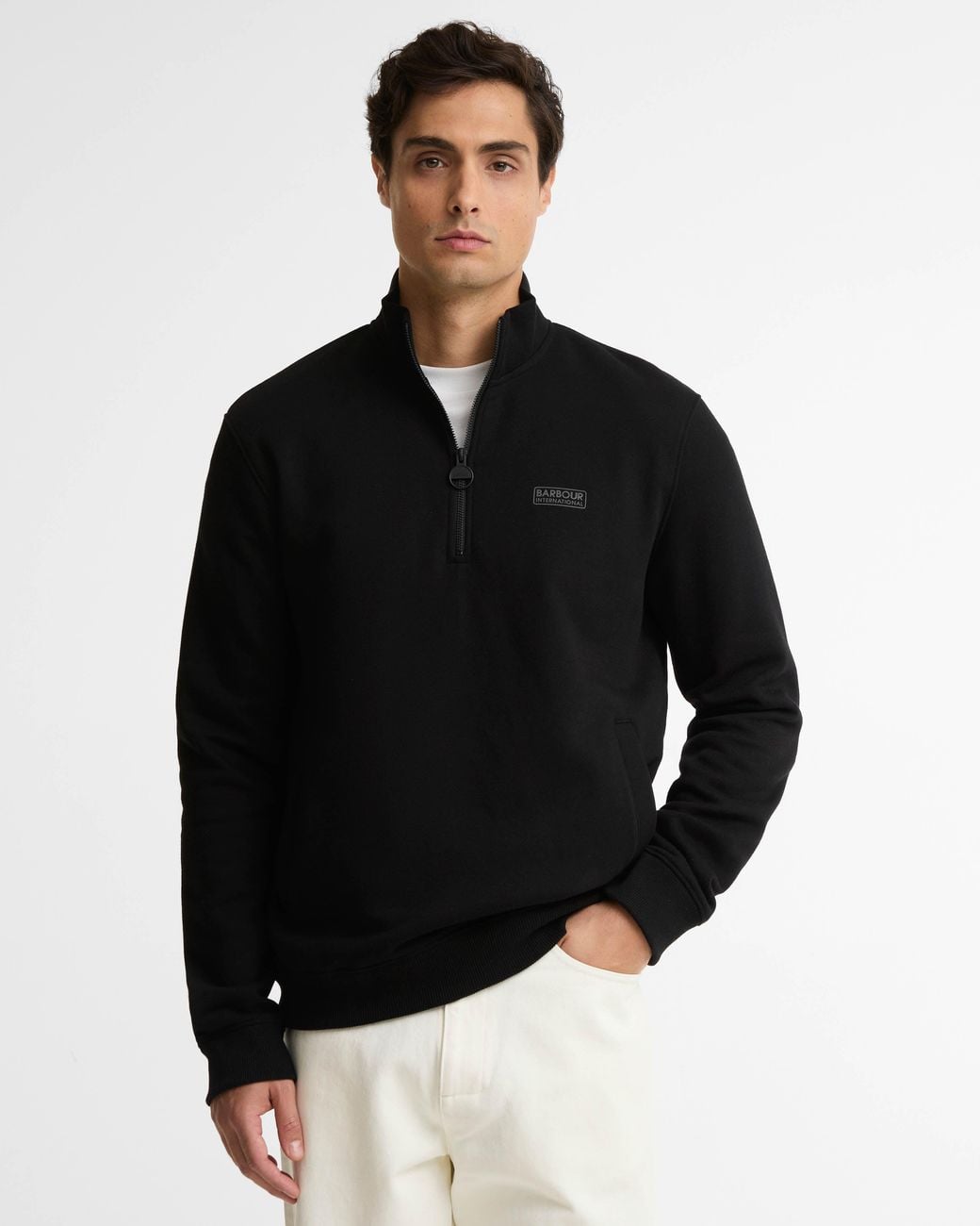 Barbour Black Essential Half Zip Sweatshirt for men