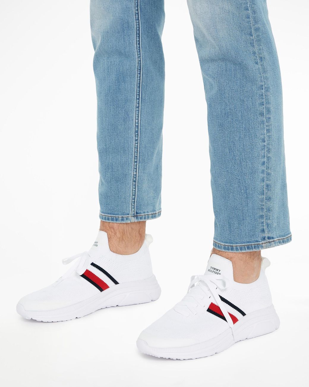 Tommy hilfiger stripe knit hot sale trainers