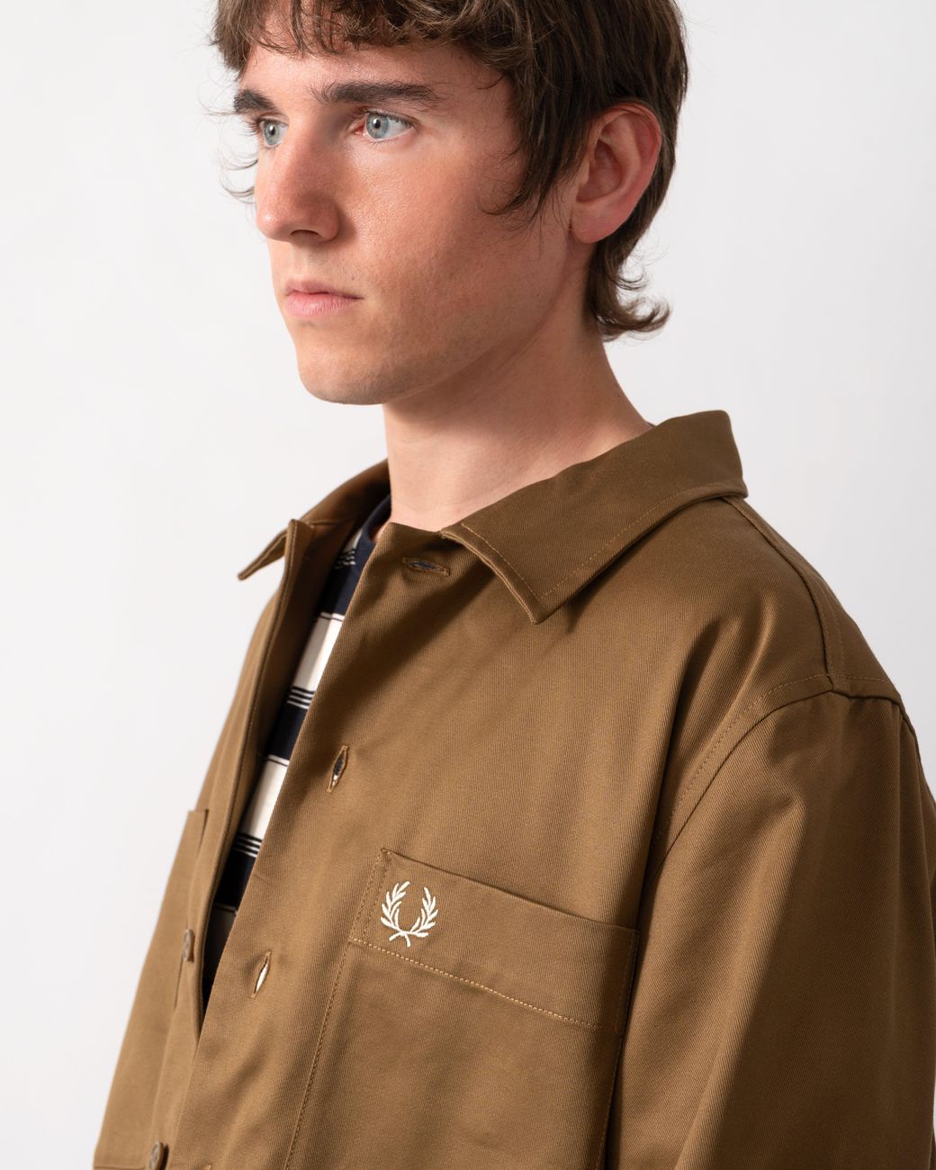 Fred Perry Brown Twill Overshirt for men