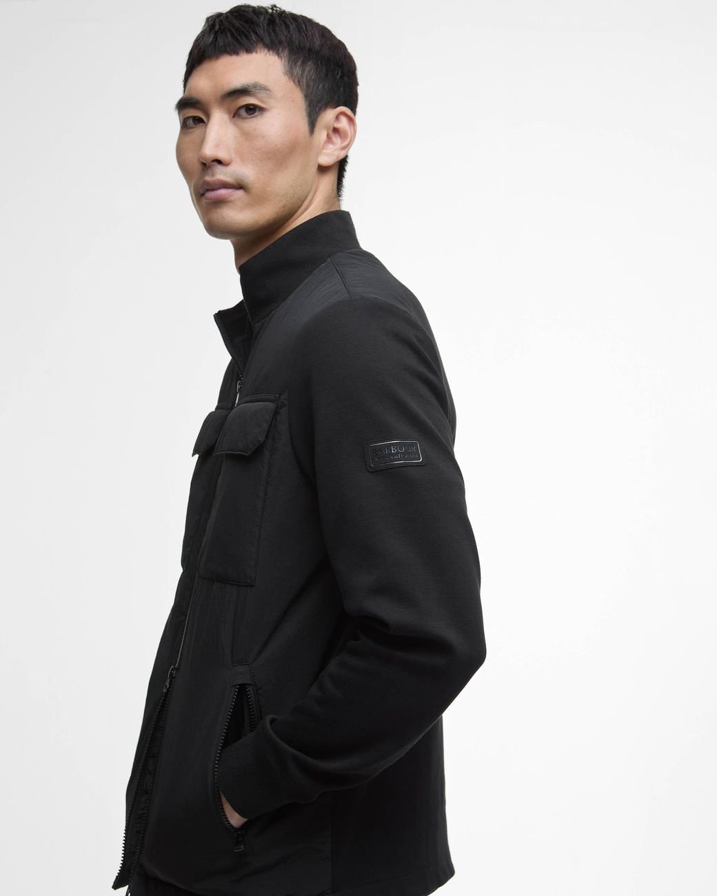 Barbour Black Ethan Funnel Neck Quilted Sweat for men
