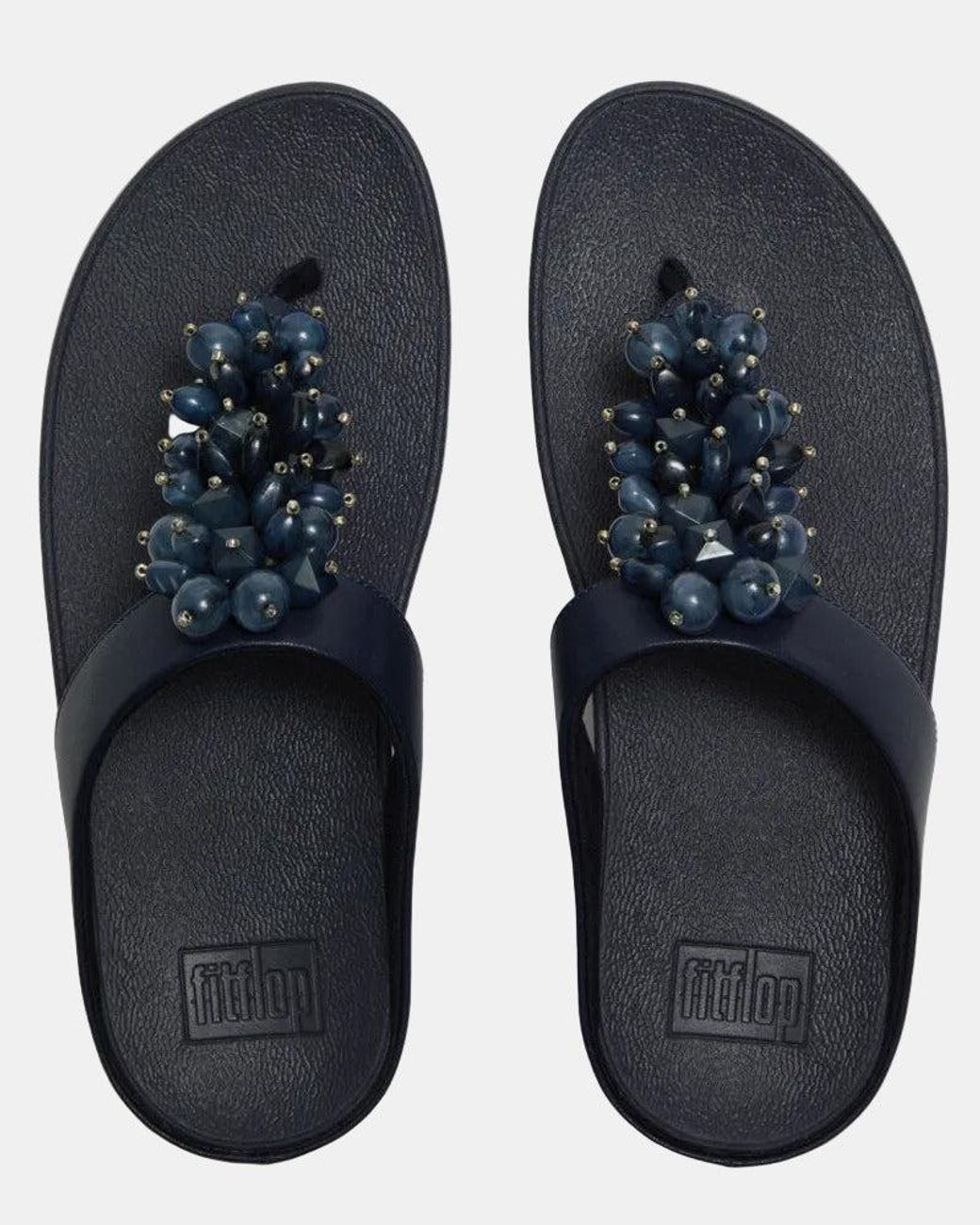Fitflop Blue Fino Bead-Cluster Toe-Post Sandals