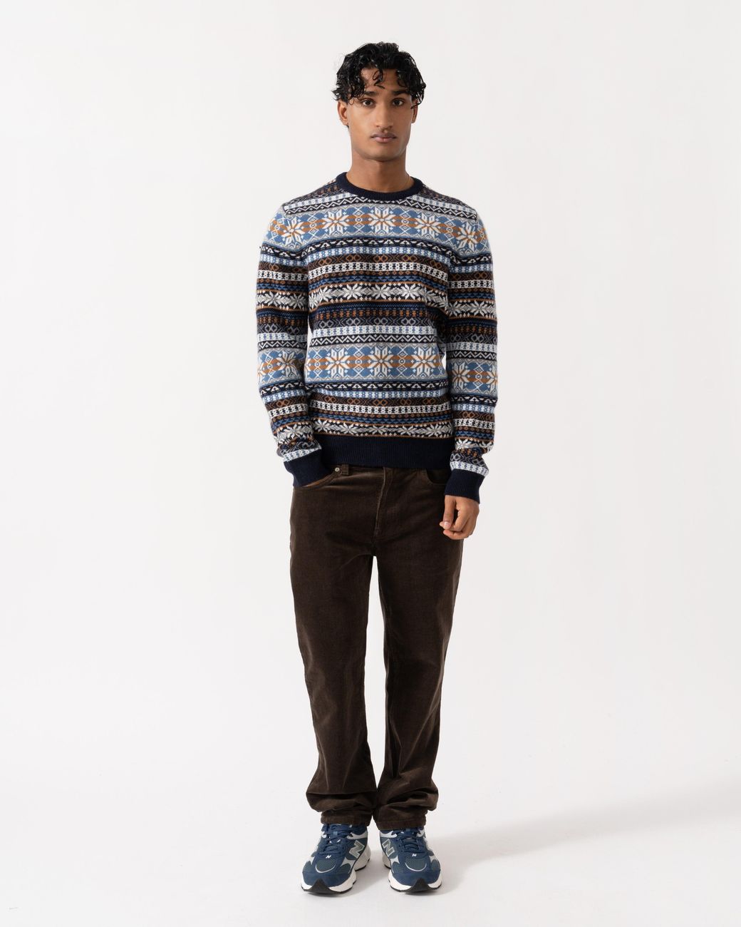 Gant Blue Fair Isle Crew Neck Sweater for men