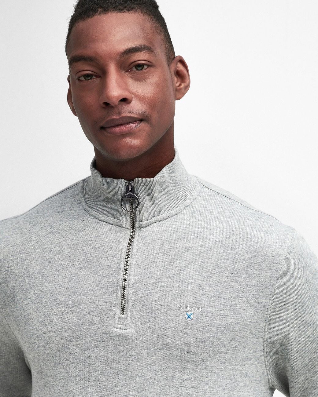 Barbour Gray Beckhill Half Zip Sweatshirt Size: L for men