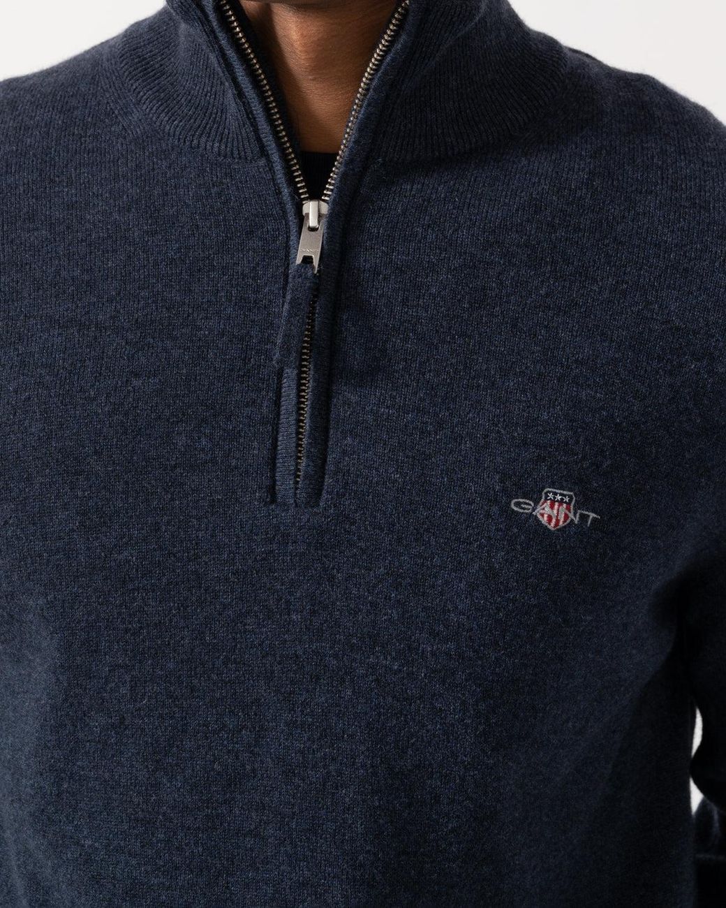 Gant Blue Superfine Lambswool Half Zip Sweater for men