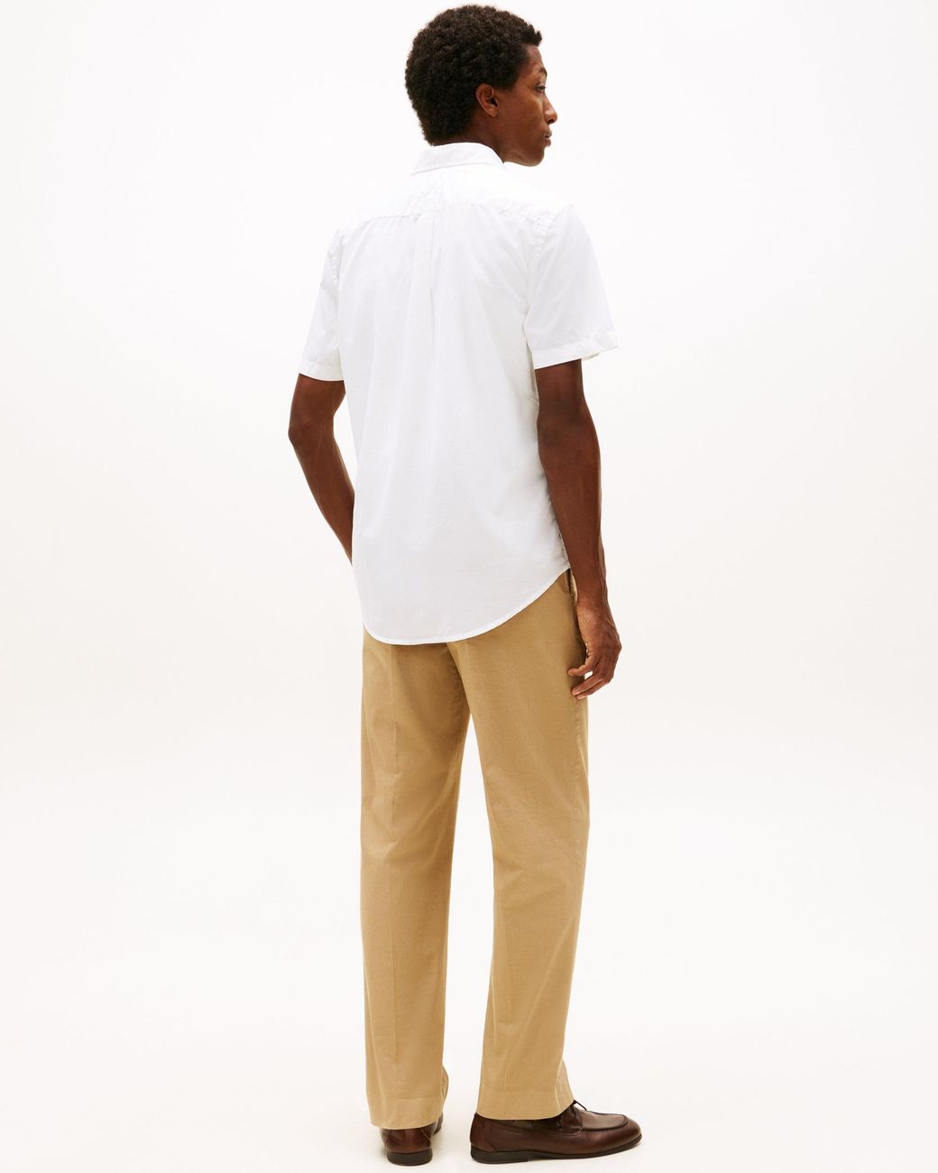 Tommy Hilfiger White Core Flex Poplin Solid Short Sleeve Shirt for men