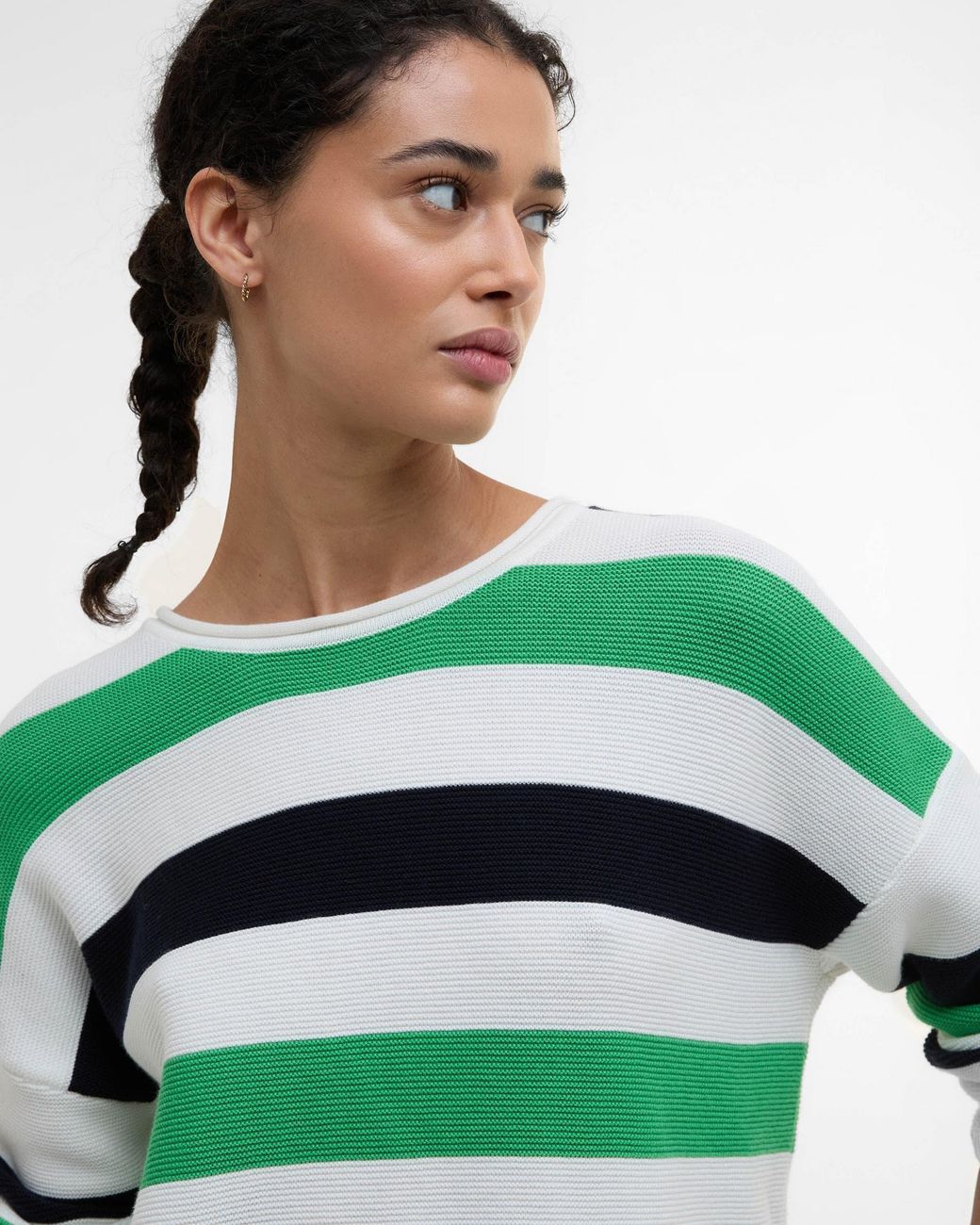 Barbour Green Marine Stripe Knitted Jumper
