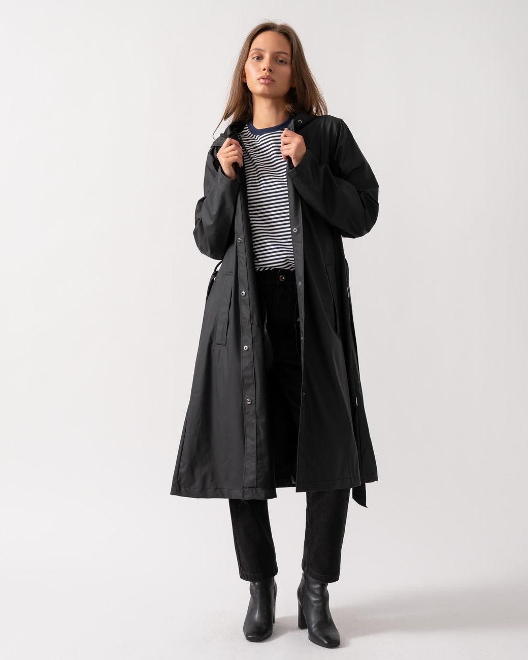 Rains White A-line Longer Jacket