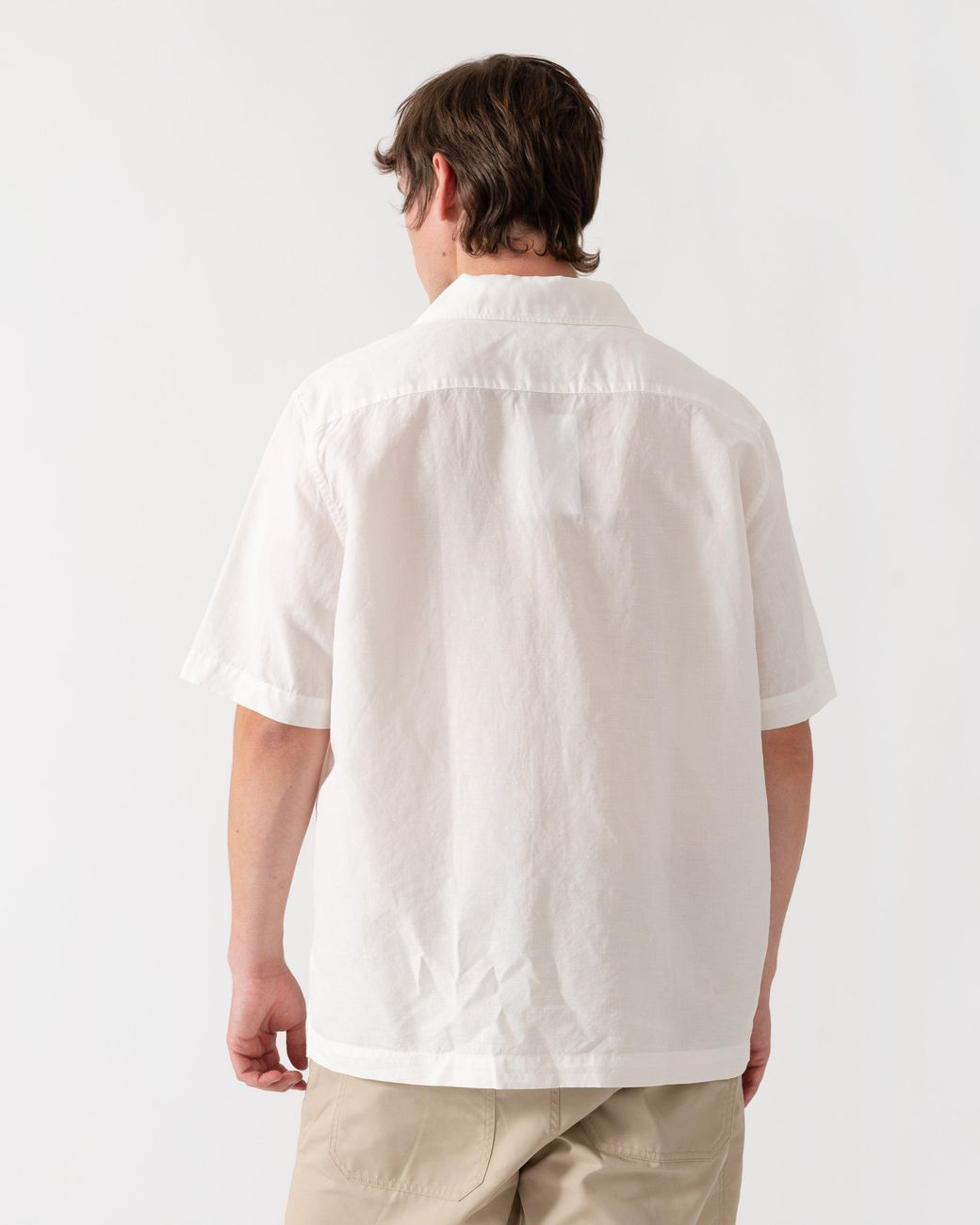 Fred Perry White Linen Blend Revere Collar Shirt for men