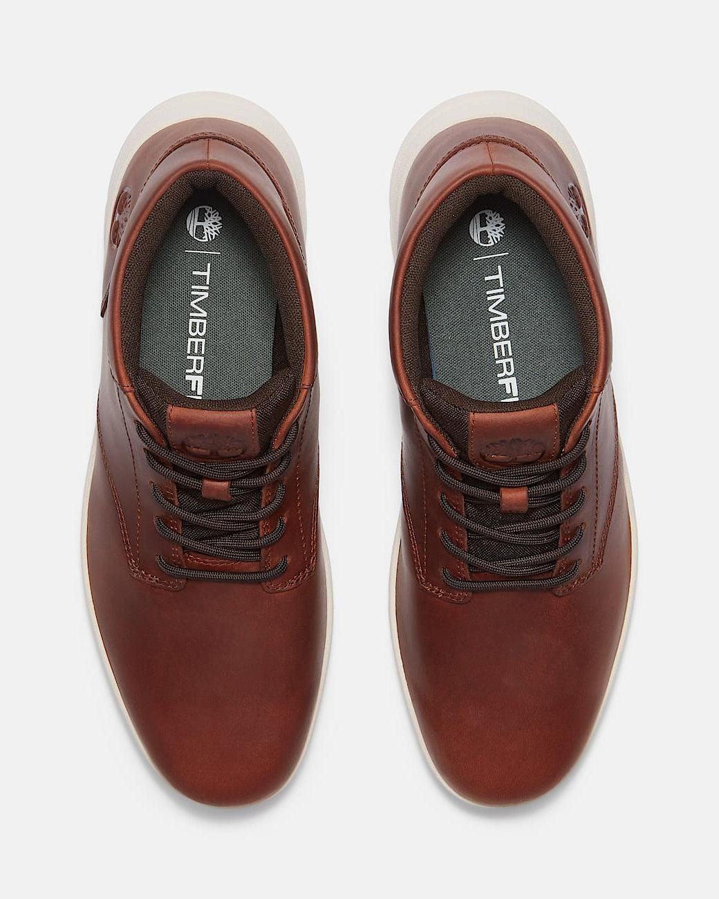 Timberland Brown Parker Street Full Grain Leather Mid Trainers for men