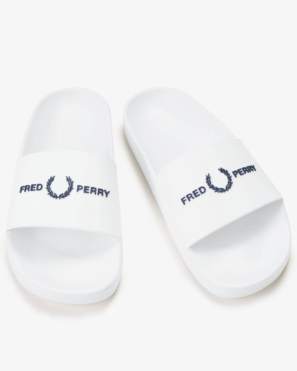 Fred Perry White Branded Slider for men