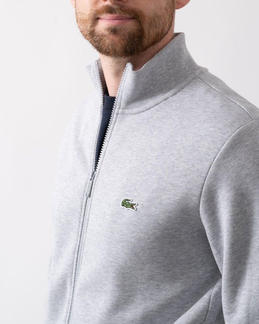 Lacoste Blue Regular Fit Brushed Fleece Zippered Sweatshirt Chine Cca, Size: M for men