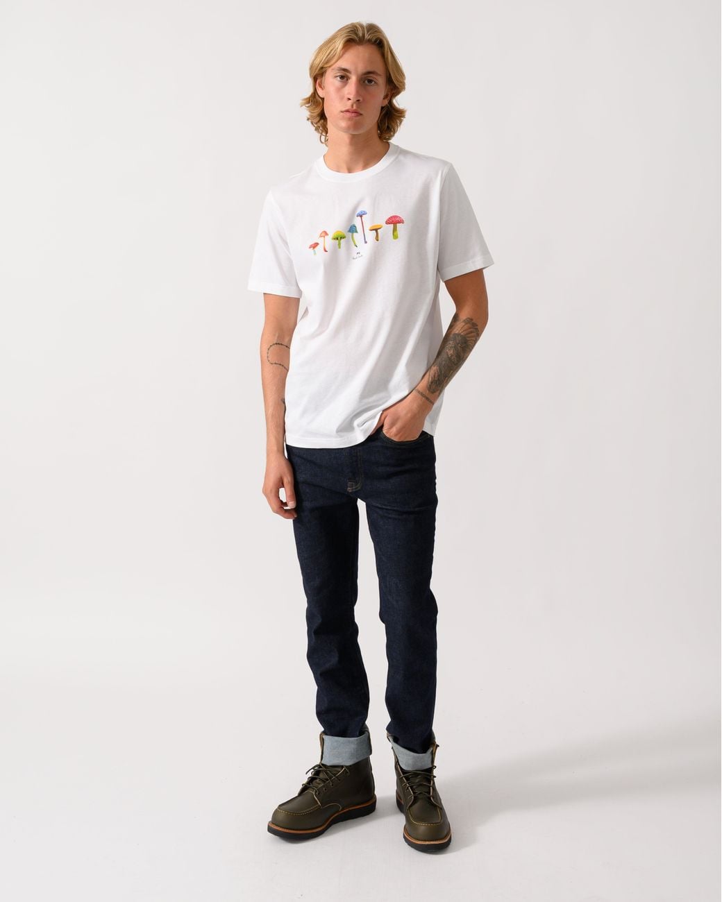 Paul Smith White Ps Regular Fit Mushrooms Graphic T-Shirt for men
