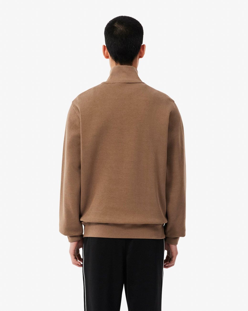 Lacoste Brown Zippered Stand-Up Collar Cotton Sweatshirt for men