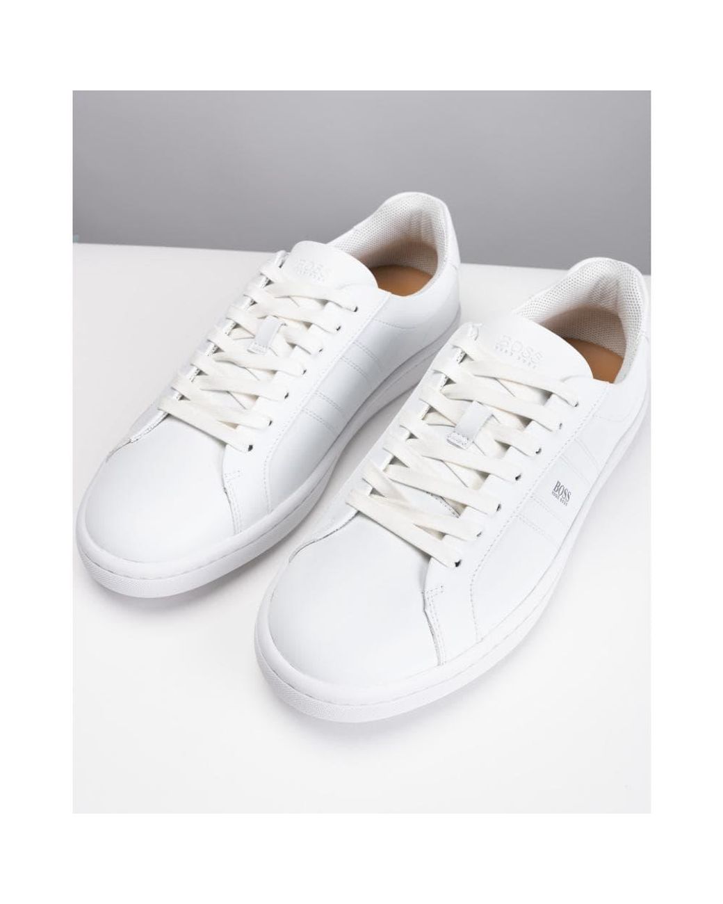 BOSS by HUGO BOSS Ribeira Tenn Ltpl Leather Trainers in White for Men |  Lyst Canada