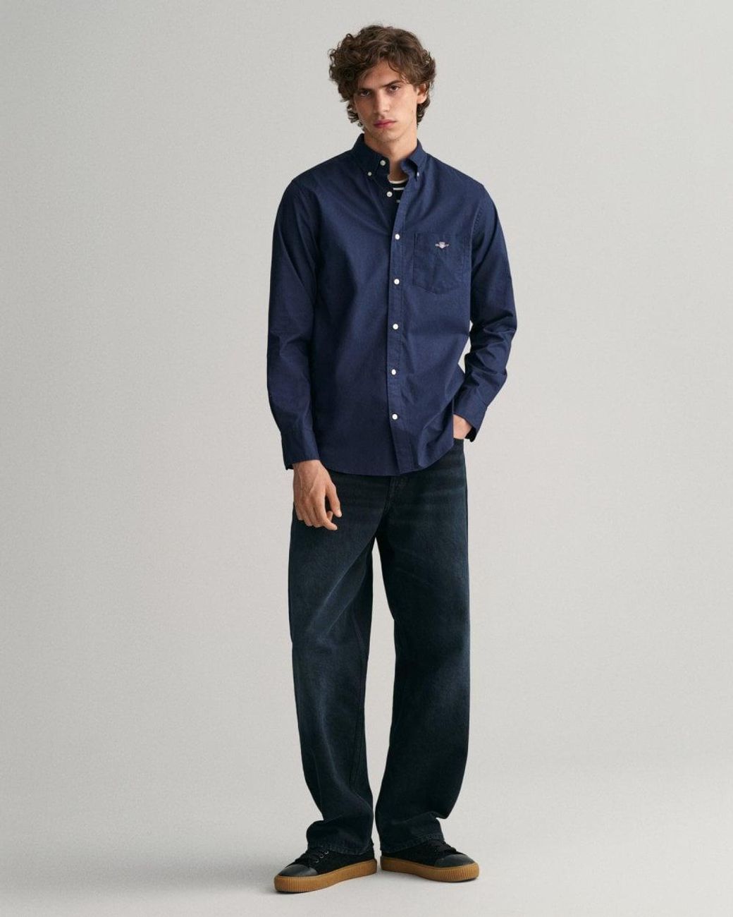 Gant Blue Regular Fit Short Sleeve Poplin Shirt for men
