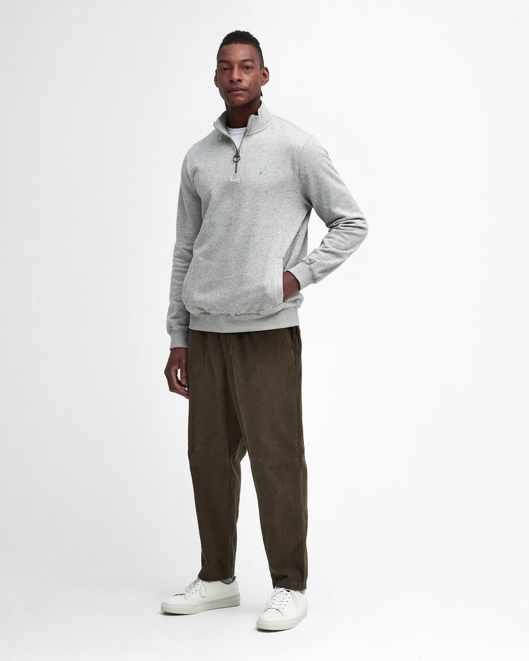 Barbour Gray Beckhill Half Zip Sweatshirt Size: L for men