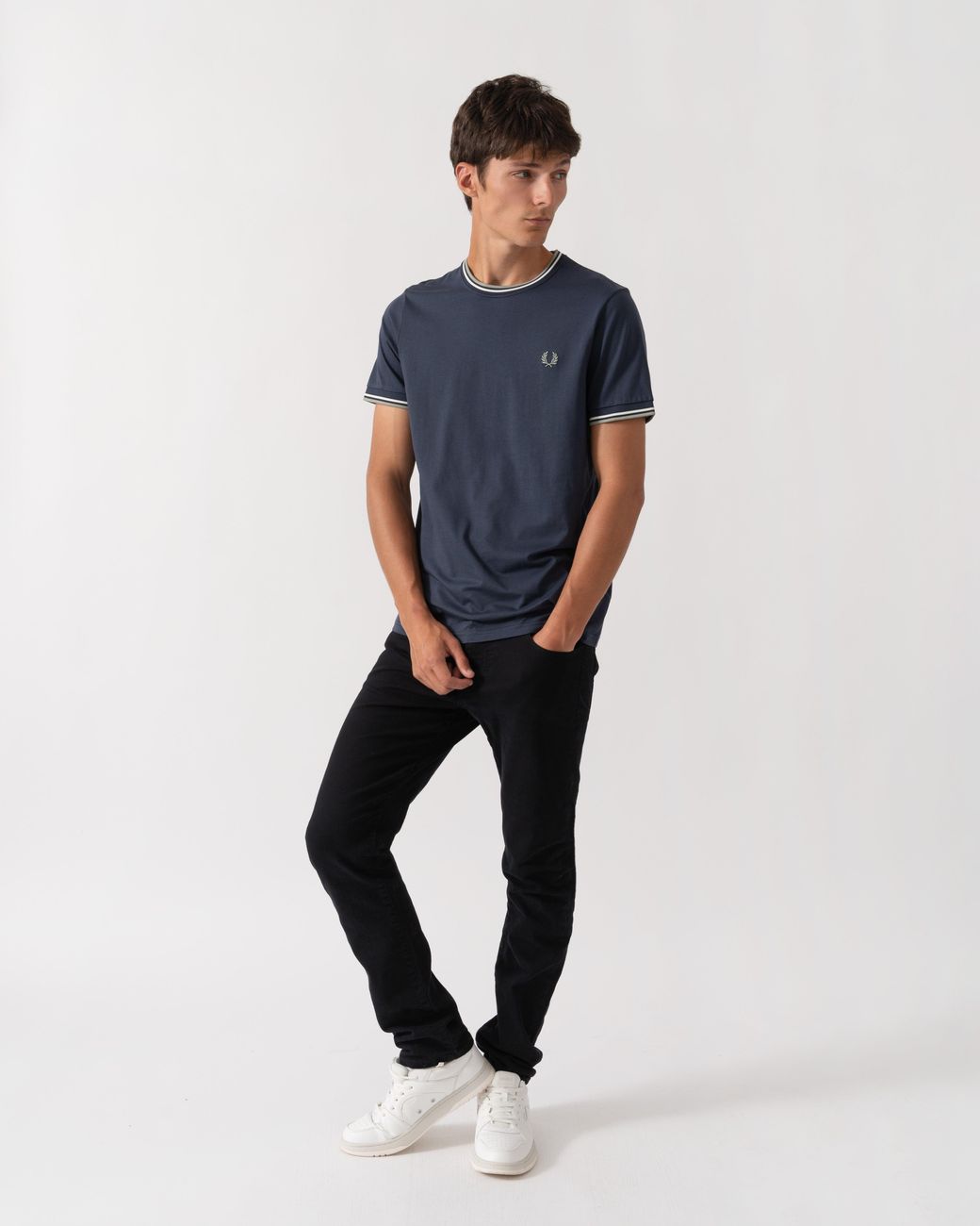 Fred Perry Blue Twin Tipped T-Shirt for men