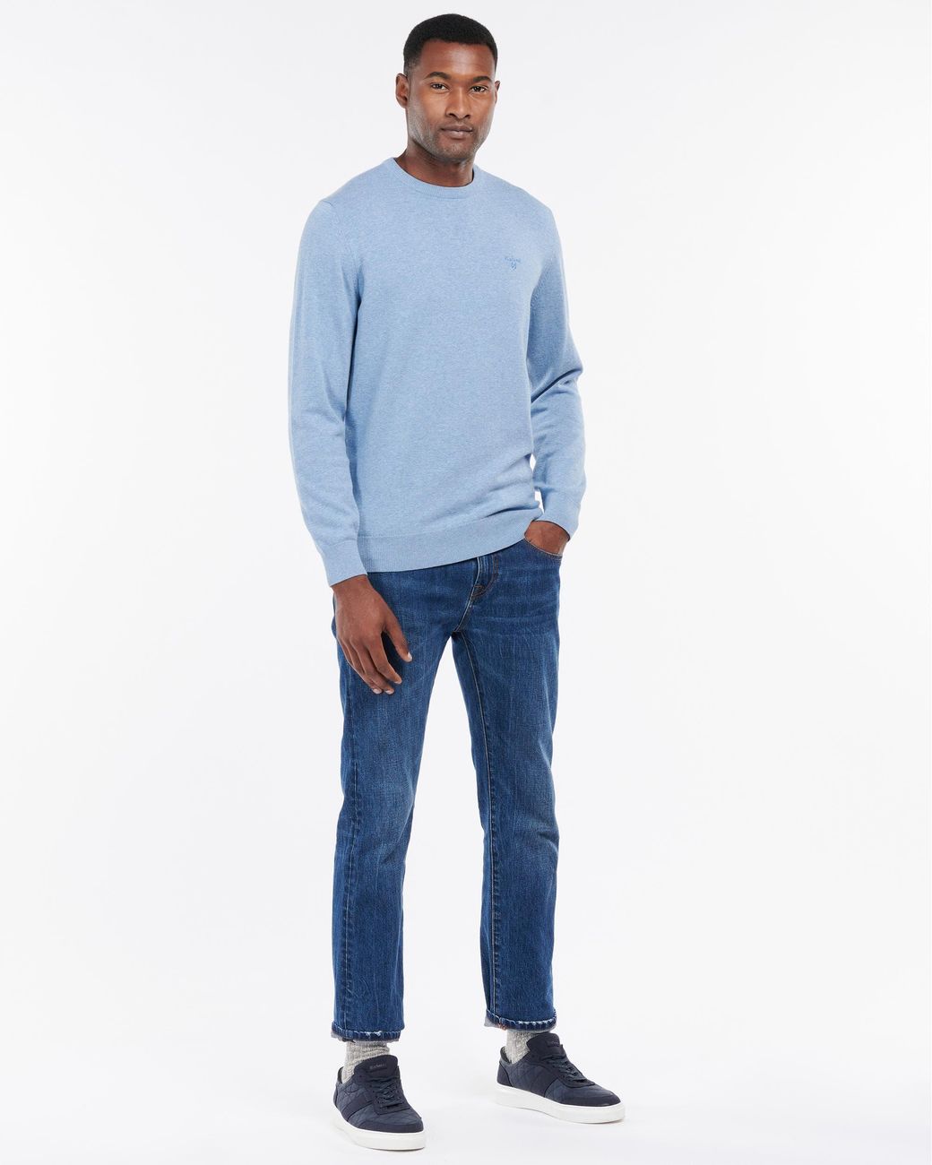 Barbour Blue Pima Cotton Crew Sweatshirt for men