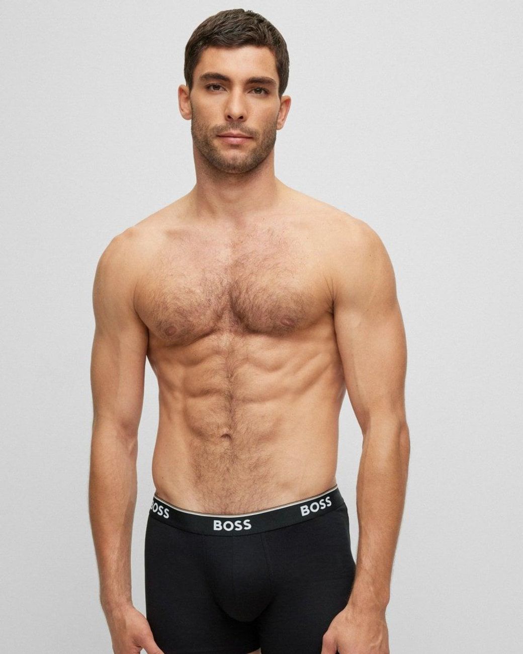 Boss Black Power Three Pack Stretch Cotton Boxer Briefs With Logos Nos for men