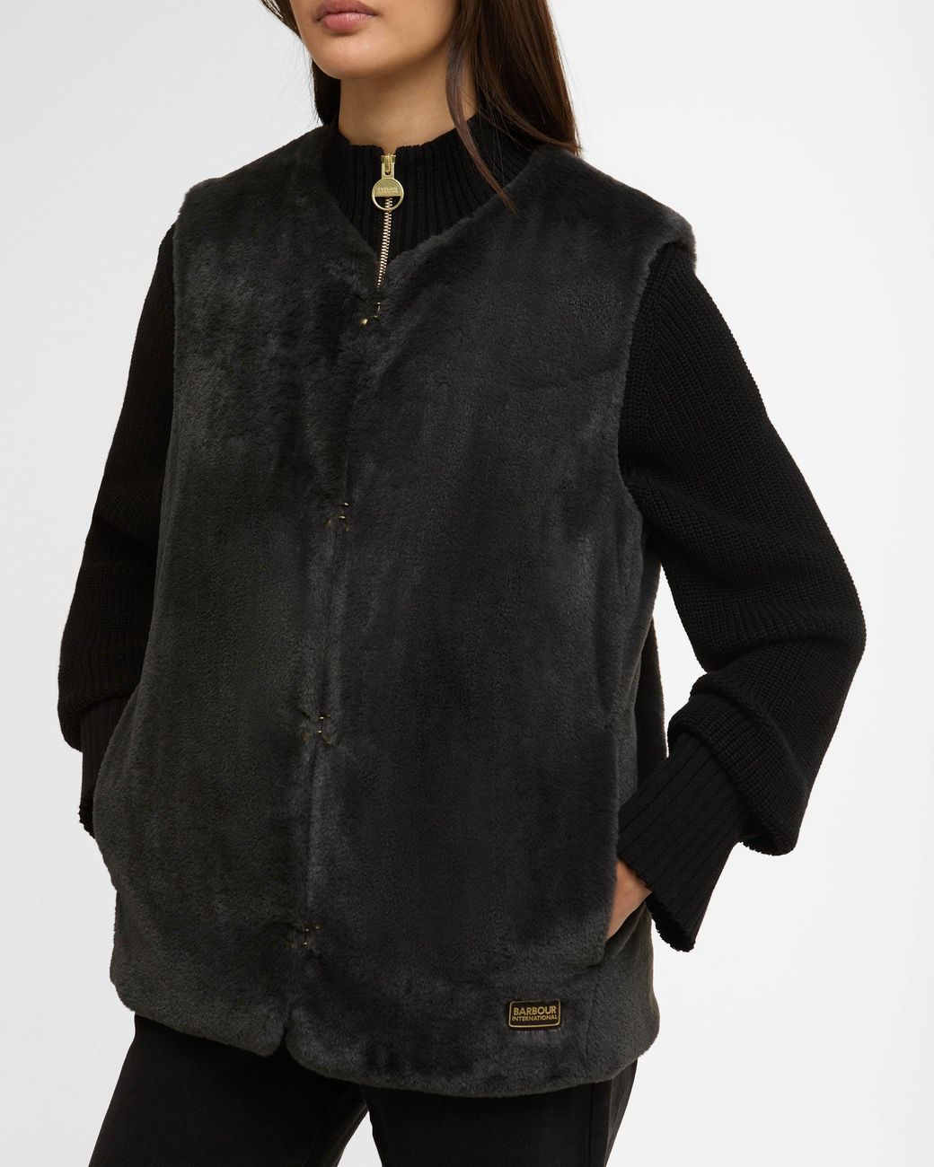 Barbour Black Milan Fur Gilet