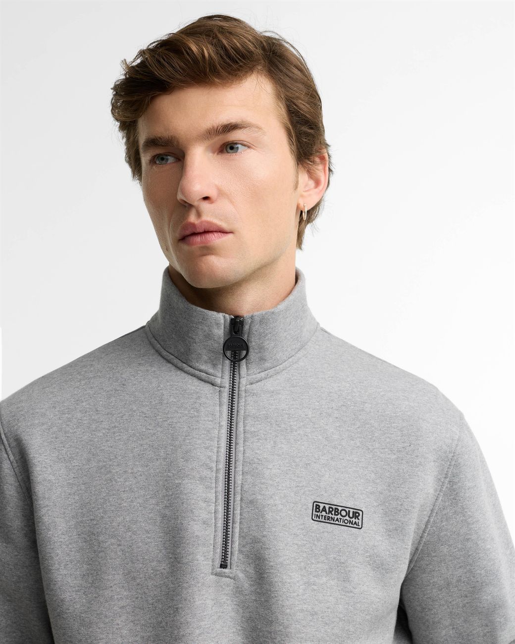Barbour Gray Essential Half Zip Sweatshirt for men