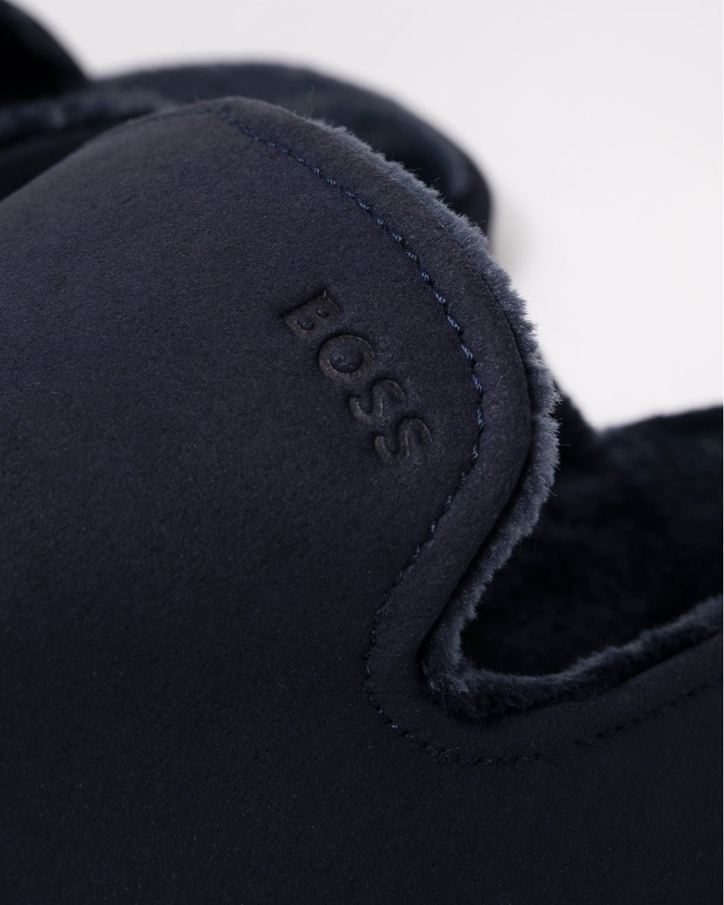 Boss Blue Shearling-Lined Slip-On Slippers With Logo Detail for men
