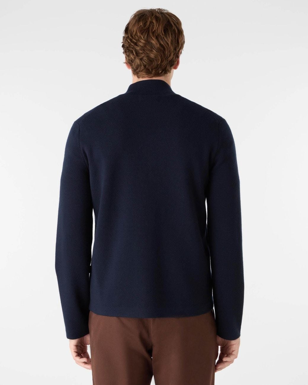 Oliver Sweeney Blue Garstang Merino Wool Blend Zip Through Jumper for men