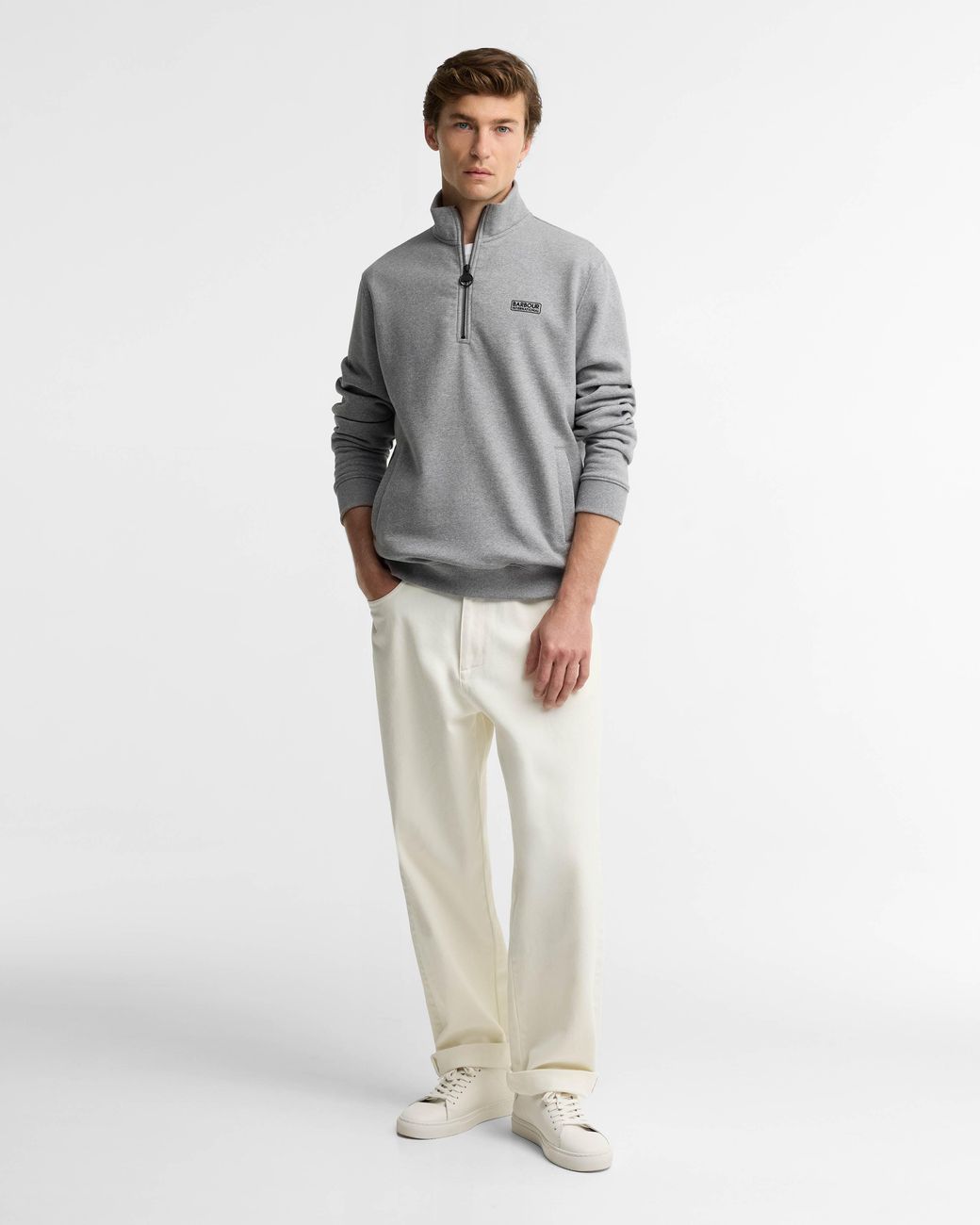 Barbour Gray Essential Half Zip Sweatshirt for men