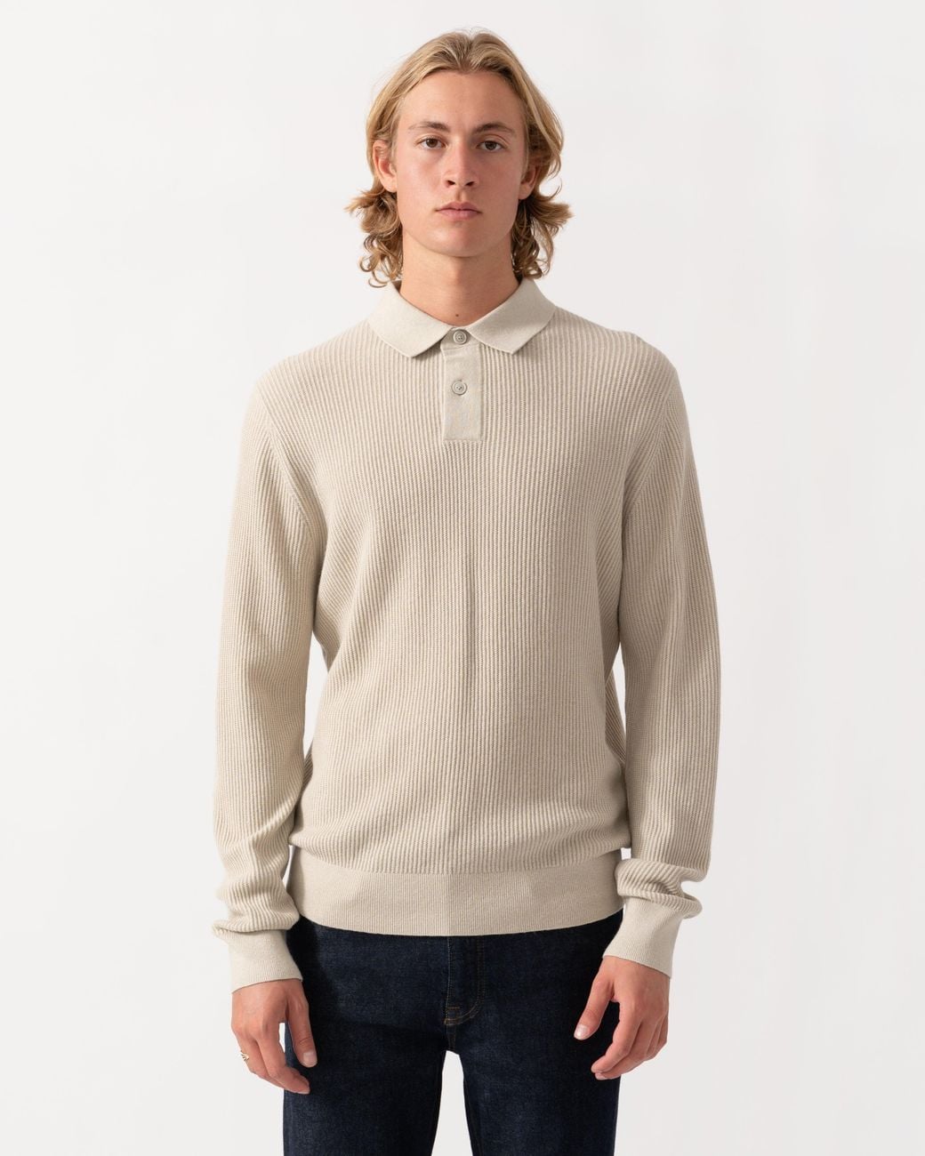 Boss Natural Afedro Long Sleeve Knit Polo Shirt for men