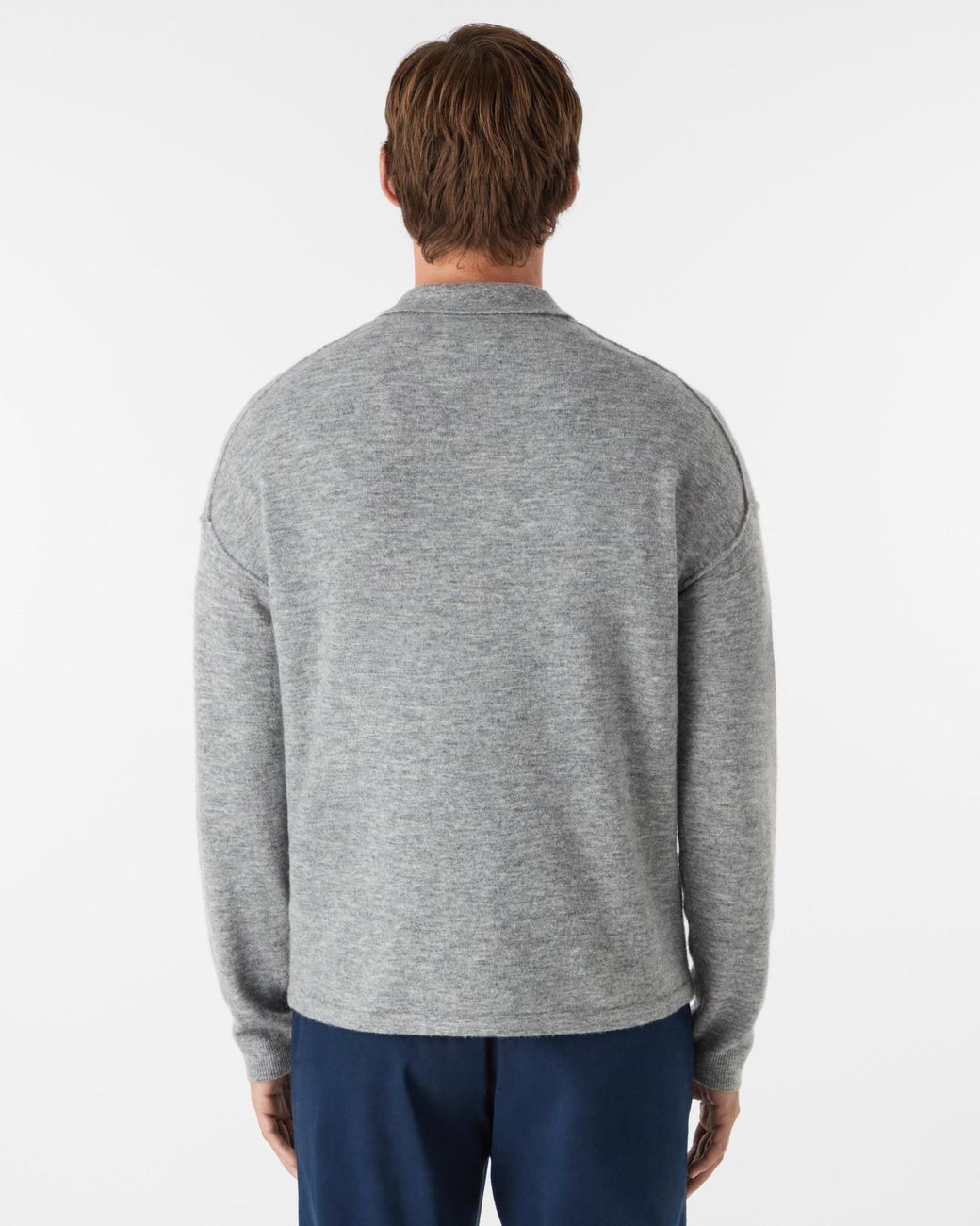 Oliver Sweeney Gray Killala Alpaca Wool Blend Quarter Zip Jumper for men