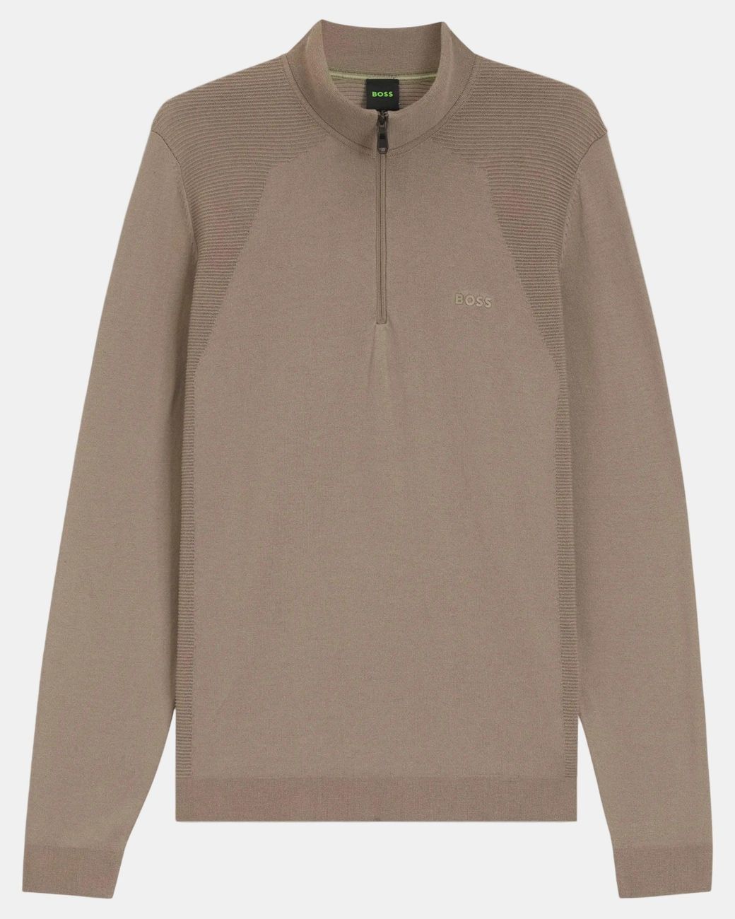Boss Brown Momentum-Lite 1/4 Zip Funnel Neck Jumper for men