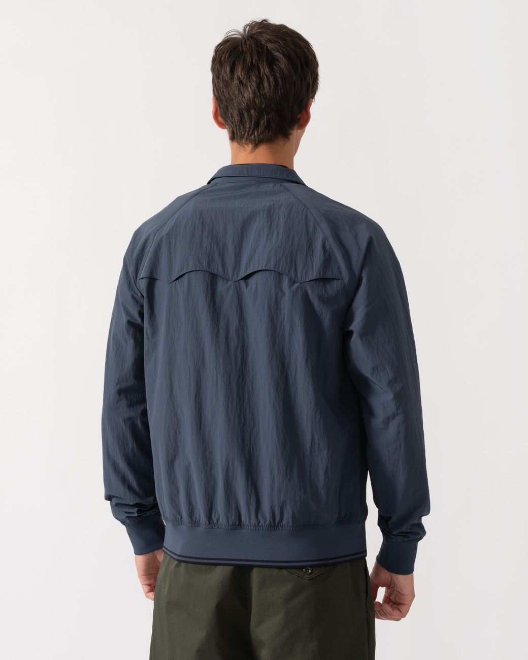 Fred Perry Blue Crinkle Nylon Harrington Jacket for men